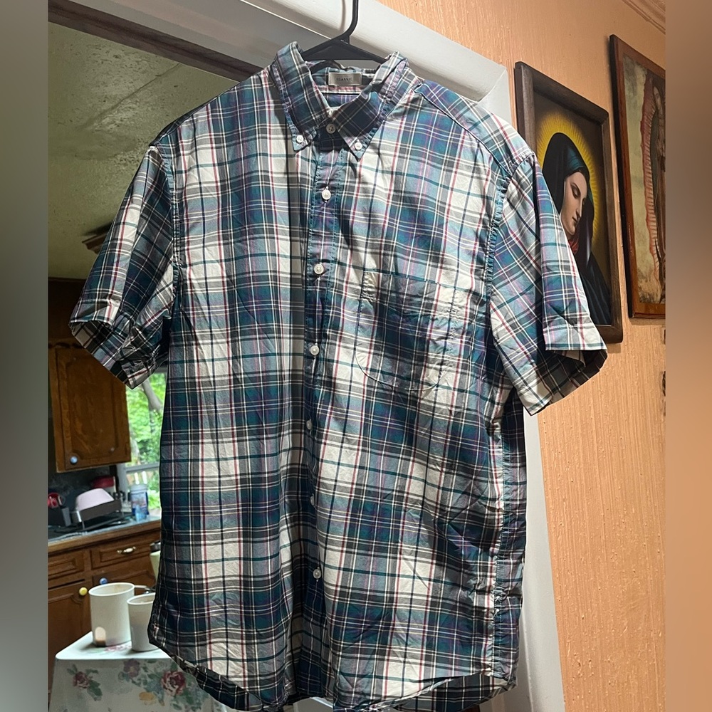 Short sleeve plaid shirt in classic fit medium